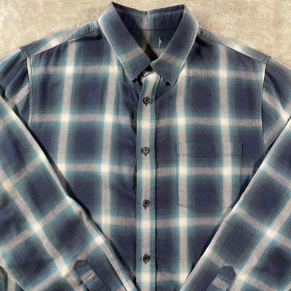 VINCE Shirt‎ Mens Medium Blue Plaid Long Sleeve Office Peppy Luxury Casual